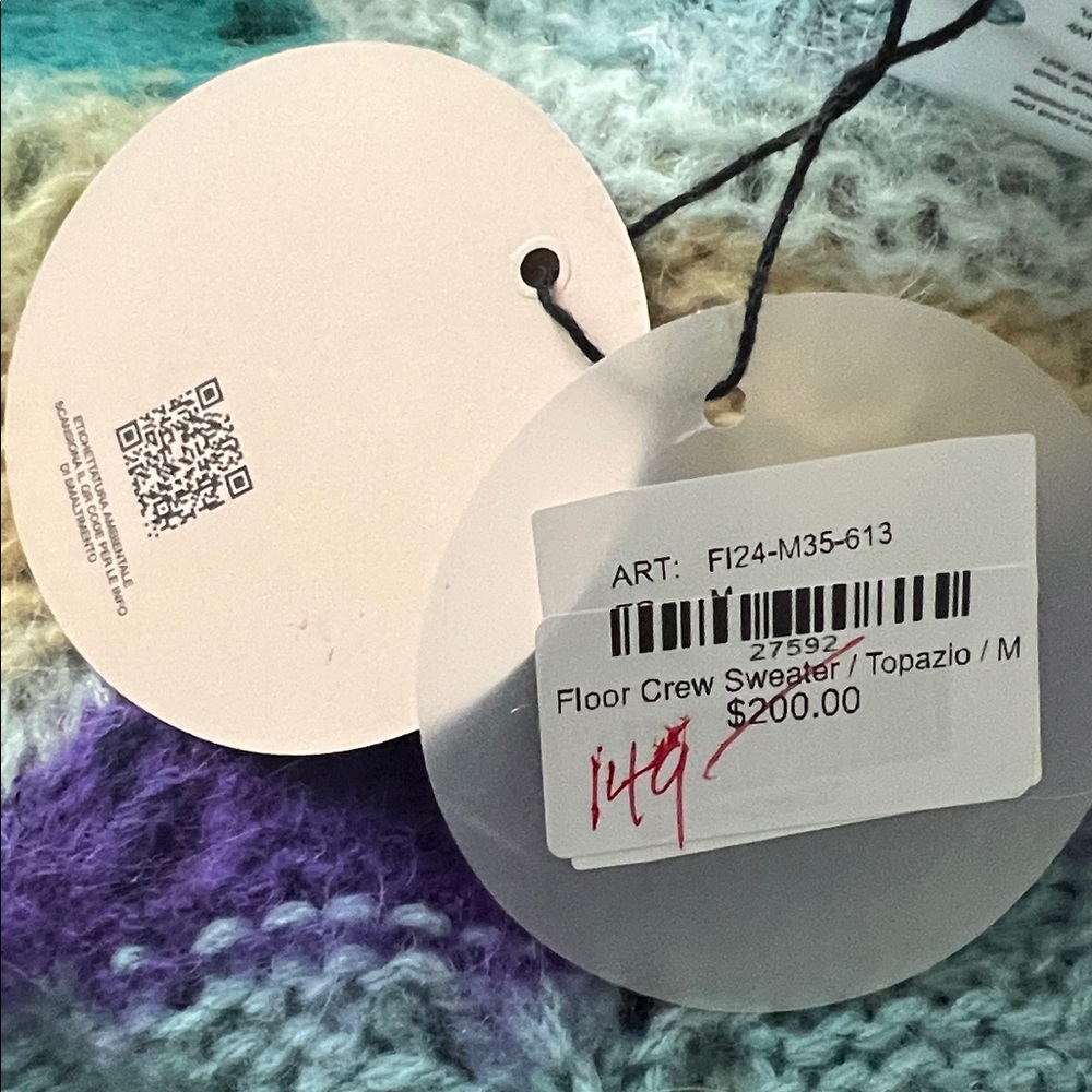 NWT Italy Alpaca Mohair Wool Blend Striped Oversized Crewneck Sweater M FLOOR - Picture 8 of 12